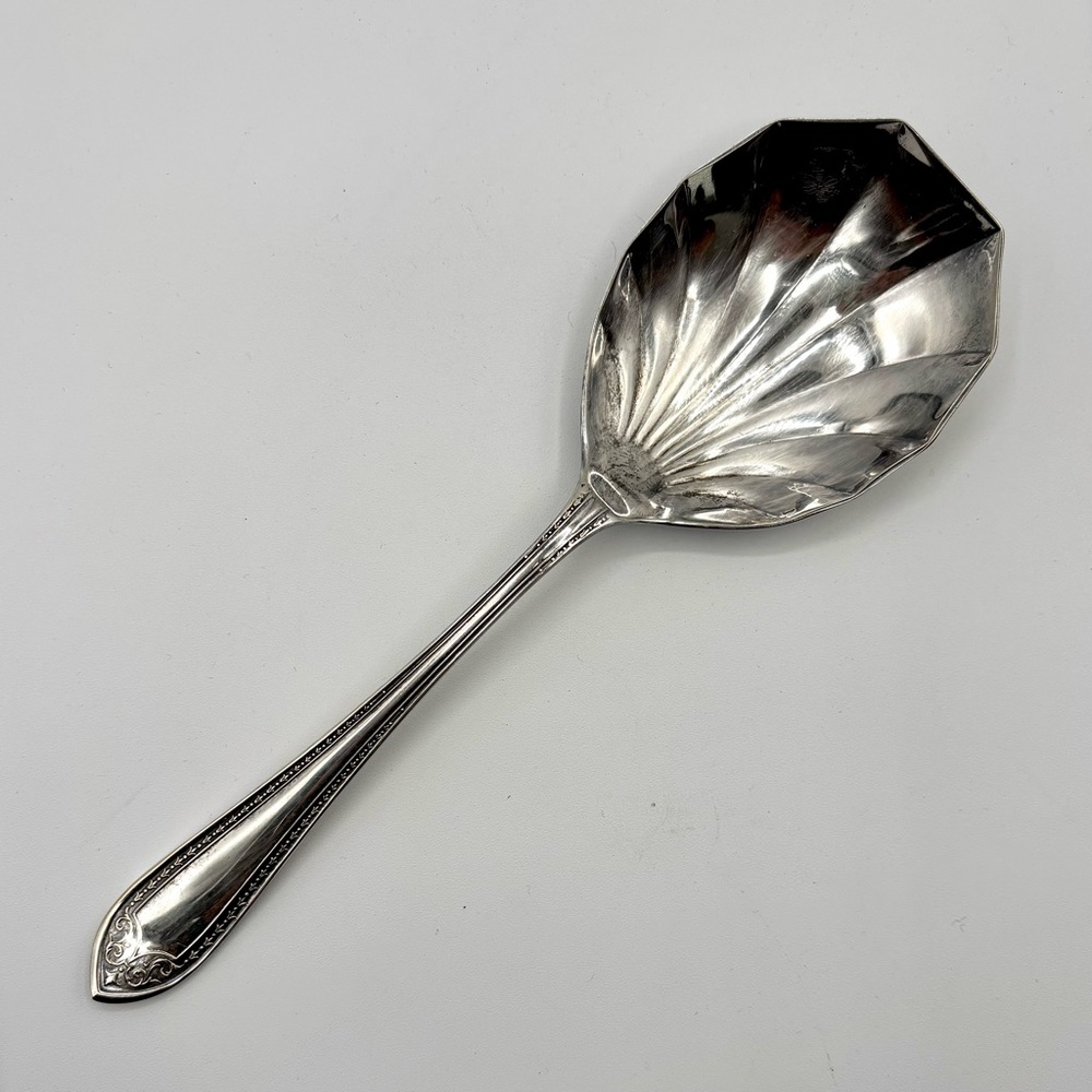 Scalloped Shaped Silver Plated Serving Spoon EPNS